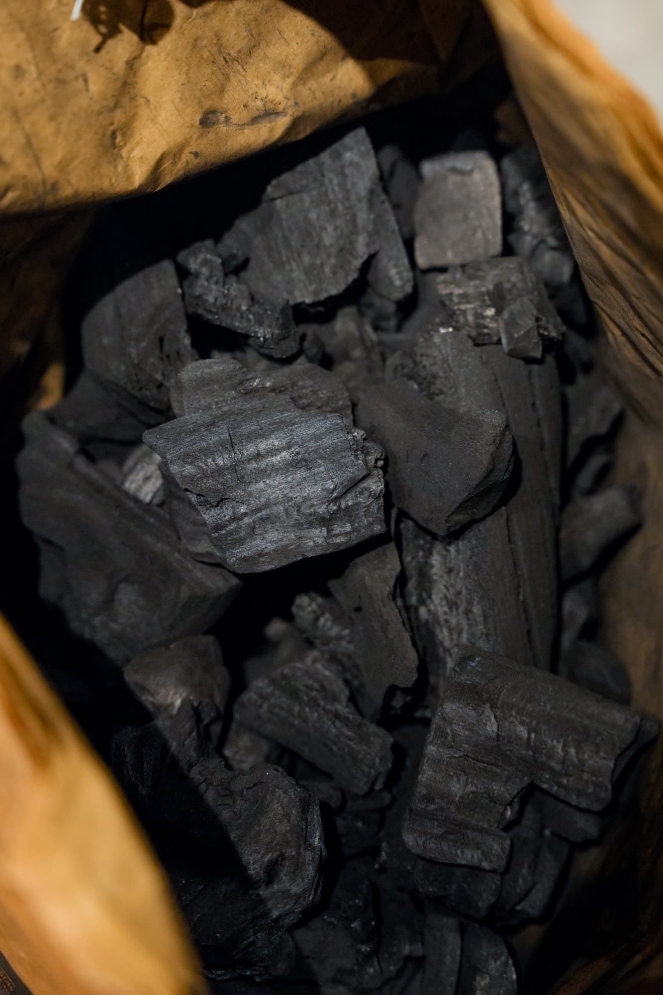 Charcoal pieces close-up